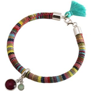 Gemshine - Damen - Armband - 925 Silber - AZTEC - Rubin - Chalcedon - Rot - Meeresgrün