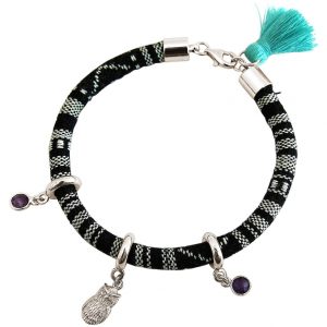 Gemshine - Damen - Armband - 925 Silber - AZTEC - Uhu -  Eule - Amethyst - Violett
