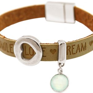 Gemshine - Damen - Armband - Herz - Liebe - WISHES - Chalcedon - Braun Sand - Magnetverschluss