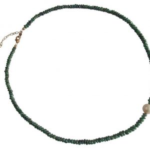 Gemshine - Damen - Halskette - Vergoldet - Smaragd - Grün - Perle - Weiß - 45 cm