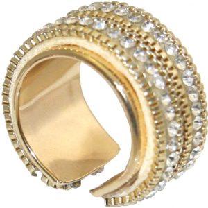 GEMSHINE Ring mit Lederband und Strass. Größenverstellbar: versilbert, vergoldet, rose vergoldet. Qualitätsvoller Schmuck Made in Madrid / Spain.