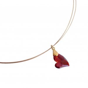 Gemshine  - Damen - Herz - Halskette - Anhänger - Vergoldet - *Red Magma* - Rot - MADE WITH SWAROVSKI ELEMENTS® - 45 cm