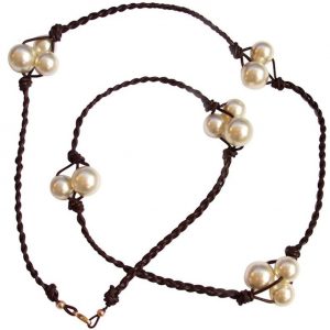 Gemshine - Damen - Halskette - Perlen - Tahiti - Weiß - Leder - 925 Silber - 60 cm
