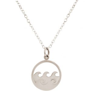 GEMSHINE Maritim Nautics Halskette mit Surf Wellen Meer aus 925 Silber, hochwertig vergoldet oder rose im Navy Stil - Made in Madrid, Spanien