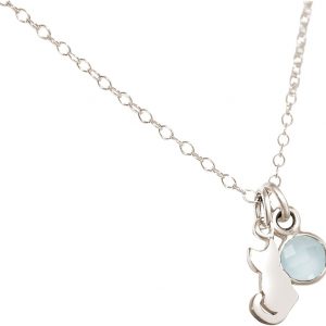 GEMSHINE Katze Anhänger mit Edelstein. 925 Silber, hochwertig vergoldet oder rose 45cm Halskette. Geschenk mit Haustier - Made in Spain, MetallStein:Silber Chalcedon
