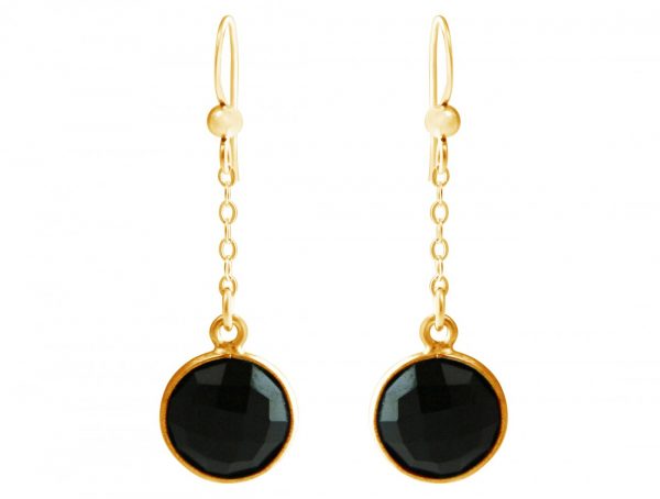 GEMSHINE Damenohrringe aus hochwertig vergoldetem 925 Silber. 3,5 cm Yoga Ohrhänger mit Onyx hervorragender Qualität. Made in Madrid / Spanien. Im eleganten Schmucketui mit Geschenkverpackung. – Bild 3
