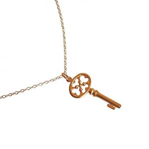 Gemshine - Damen - Halskette - Anhänger - Schlüssel - KEY- Vergoldet - 3,5 cm