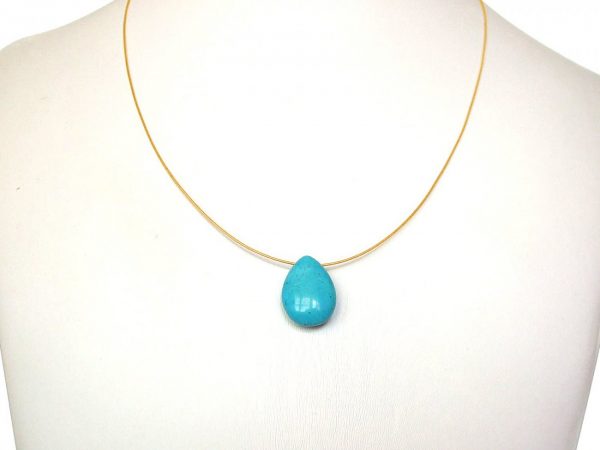 Gemshine - Damen - Anhänger - Halskette - Vergoldet - Türkis - Tropfen - Blau - 45 cm – Bild 5