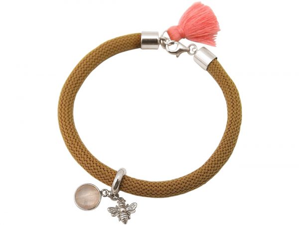 Gemshine - Damen - Armband - 925 Silber - Edelstein - Rosenquarz - BEE - Biene - Rosa - Braun – Bild 4