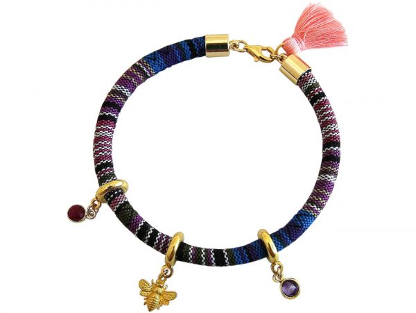 Gemshine - Damen - Armband - 925 Silber Vergoldet - AZTEC - BEE - Biene  - Rubin - Rot - Amethyst - Violett – Bild 4