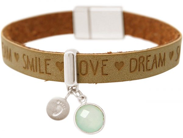 Gemshine - Damen - Armband - Fußabdruck - 925 Silber - WISHES - Braun - Sand - Chalcedon - Meeresgrün - Magnetverschluss – Bild 4