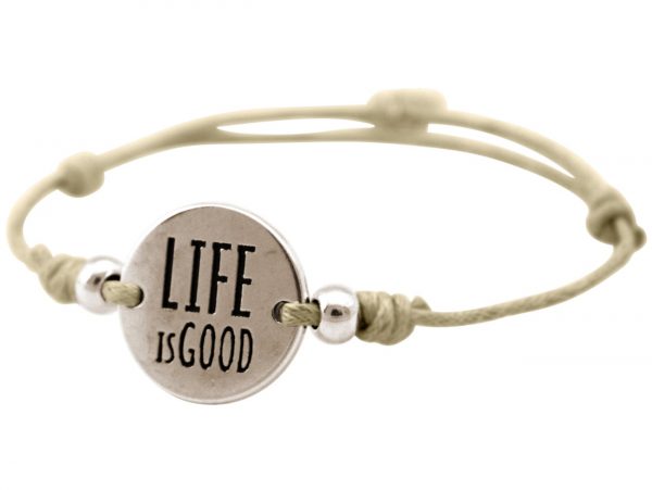 Gemshine - Damen - Armband - Gravur - LIFE IS GOOD - Silber - Nude – Bild 4