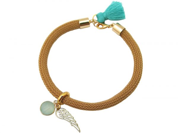 Gemshine - Damen - Armband - Vergoldet - Edelstein - Aqua Chalcedon - Engel Flügel - Grün - Braun – Bild 4