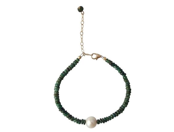 Gemshine - Damen - Armband - Vergoldet - Smaragd - Grün - Perle - Weiß – Bild 5