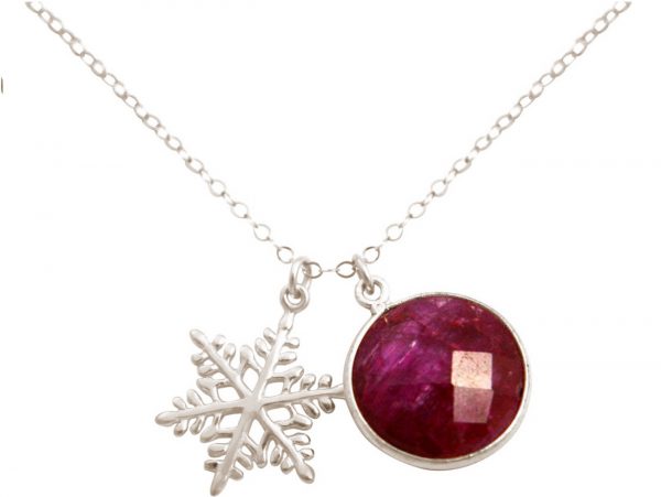Gemshine - Damen - Halskette - Anhänger - SCHNEEFLOCKE - 925 Silber - Rubin - Rot - 45 cm – Bild 4