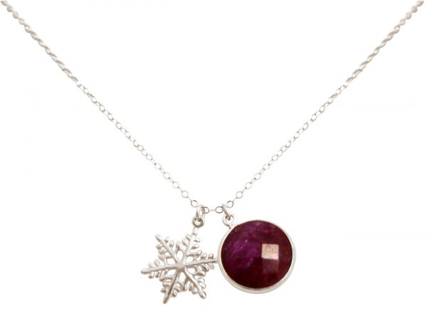 Gemshine - Damen - Halskette - Anhänger - SCHNEEFLOCKE - 925 Silber - Rubin - Rot - 45 cm – Bild 5