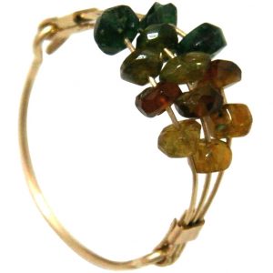 Gemshine - Damen - Ring - Vergoldet - Turmalin - Grün - Orange, Ringgröße:53 (16.9)