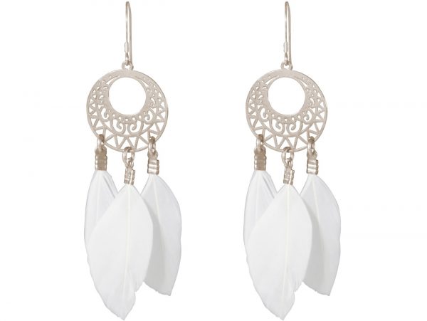 Gemshine - Ohrringe - Traumfänger - Silber - Boho - Weiß - Feder - 7 cm – Bild 4