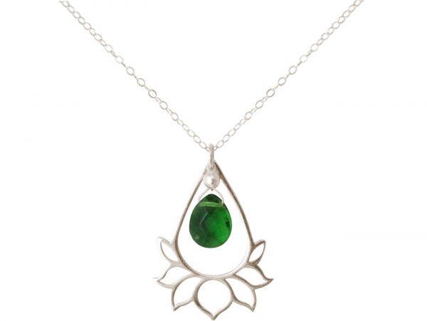 GEMSHINE Damenhalskette aus 925 Silber mit YOGA Lotusblume und Turmalin Quarz. Edelstein hervorragender Qualität und Farbe. Made in Madrid / Spanien. Im eleganten Schmucketui mit Geschenkverpackung. – Bild 4