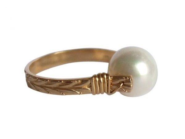 Gemshine - Damen - Ring - Spannring - Vergoldet - Zuchtperle - Weiß - 8mm, Ringgröße:58 (18.5) – Bild 5