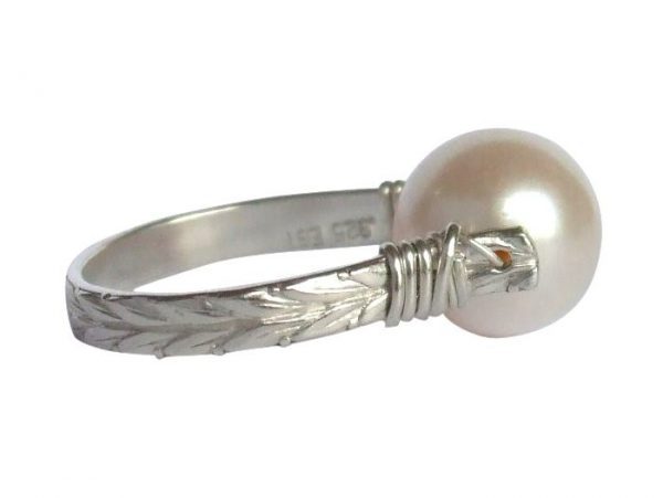 Gemshine - Damen - Ring - Spannring - 925 Silber - Zuchtperle - Weiß - 8mm, Ringgröße:55 (17.5) – Bild 4