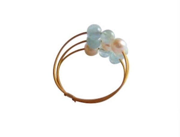 Gemshine - Damen - Ring - Vergoldet - Aquamarin - Perlen - Blau - Weiß, Ringgröße:58 (18.5) – Bild 5
