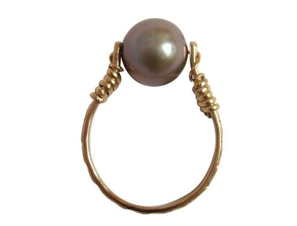 Gemshine - Damen - Ring - Spannring - Vergoldet - Zuchtperle - Tahiti - Grau - 8mm – Bild 5