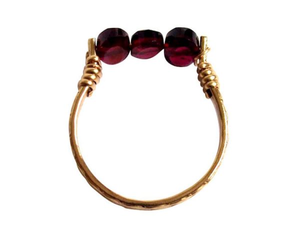 Gemshine - Damen - Ring - Spannring - Vergoldet - Granat - Dunkelrot, Ringgröße:57 (18.1) – Bild 5