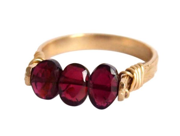 Gemshine - Damen - Ring - Spannring - Vergoldet - Granat - Dunkelrot, Ringgröße:56 (17.8) – Bild 4