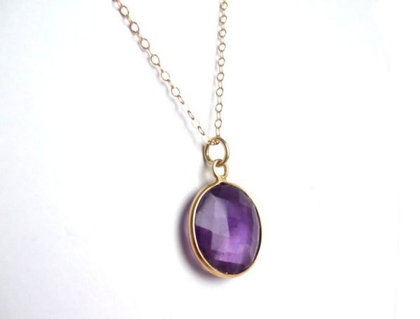 Gemshine - Damen - Halskette - 925 Silber - Vergoldet - Amethyst - Violett - CANDY - 45 cm – Bild 5