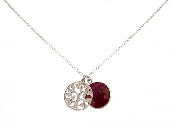 Gemshine - Damen - Halskette - Anhänger - LEBENSBAUM - 925 Silber - Rubin - Rot - 45 cm – Bild 4