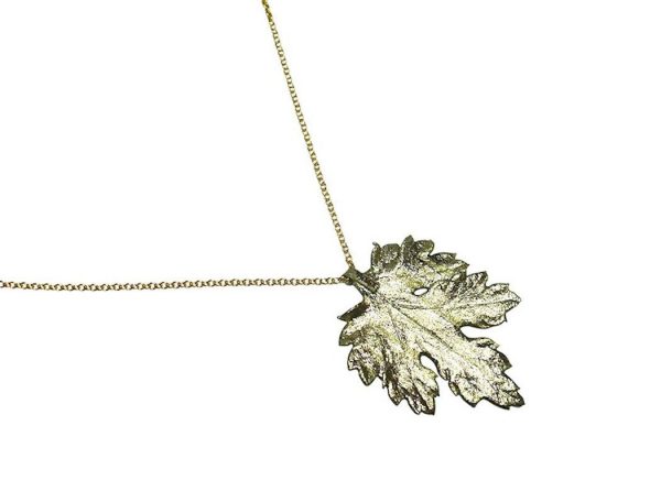 Gemshine - Damen - Halskette - Anhänger - Vergoldet - Blatt - Chrysanthem - Natur - 3,5 cm – Bild 5