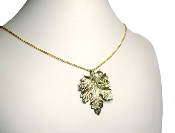 Gemshine - Damen - Halskette - Anhänger - Vergoldet - Blatt - Chrysanthem - Natur - 3,5 cm – Bild 4
