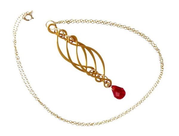 Gemshine - Damen - Halskette - Anhänger - Jade - 925 Silber - Vergoldet  - Rot - INFINITY - 7,5 cm – Bild 5