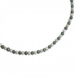 Gemshine - Damen - Halskette - Perlen - Tahiti - Grau Weiß - 925 Silber - 45 cm