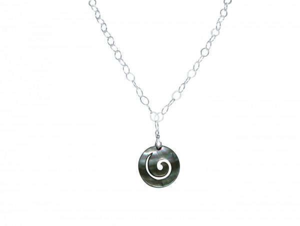 Gemshine - Damen - Halskette - Anhänger - Medaillon  - Perlmutt - 925 Silber - Grau - 5 cm – Bild 5