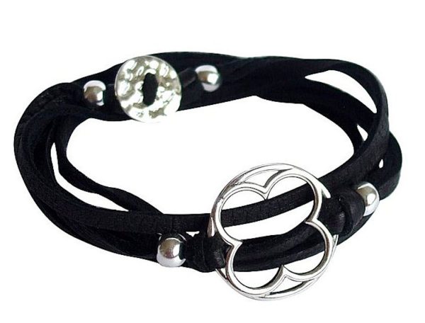 Gemshine - Damen - Armband - Wickelarmband - KNOTS Clover - 925 Silber - Schwarz - Größenverstellbar – Bild 4