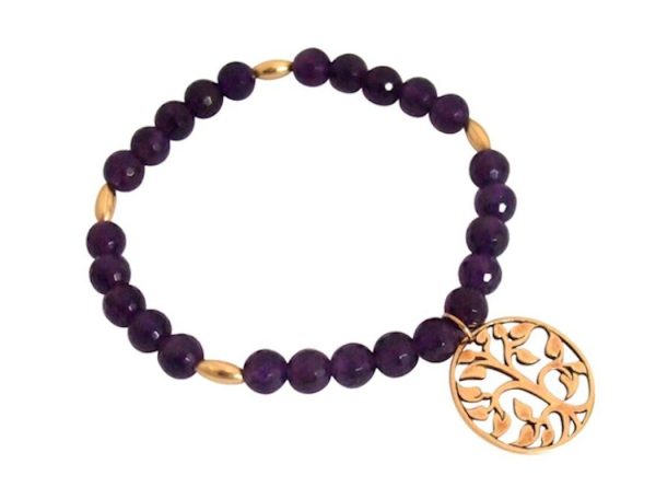 Gemshine - Damen - Armband - Amethyst - Vergoldet - Lebensbaum - Violett - Lila – Bild 3