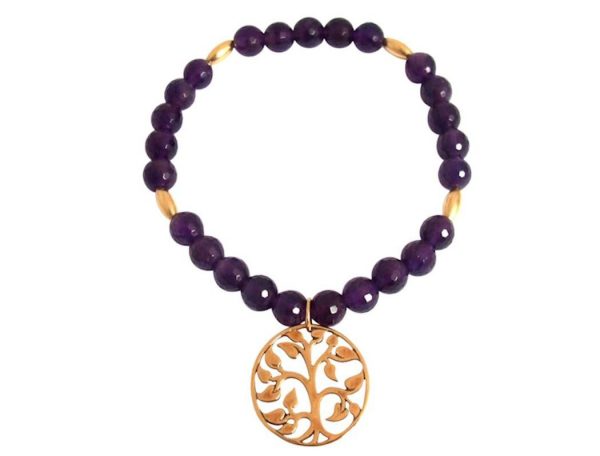 Gemshine - Damen - Armband - Amethyst - Vergoldet - Lebensbaum - Violett - Lila – Bild 4