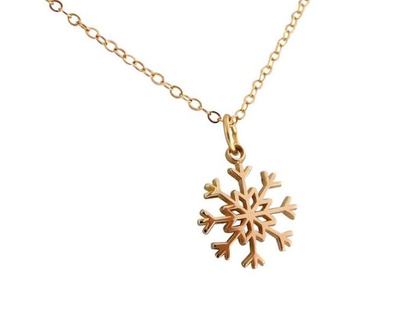 Gemshine - Damen - Halskette - Anhänger - SCHNEEFLOCKE - 925 Silber - Vergoldet - 1,5 cm – Bild 3