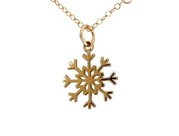 Gemshine - Damen - Halskette - Anhänger - SCHNEEFLOCKE - 925 Silber - Vergoldet - 1,5 cm – Bild 4