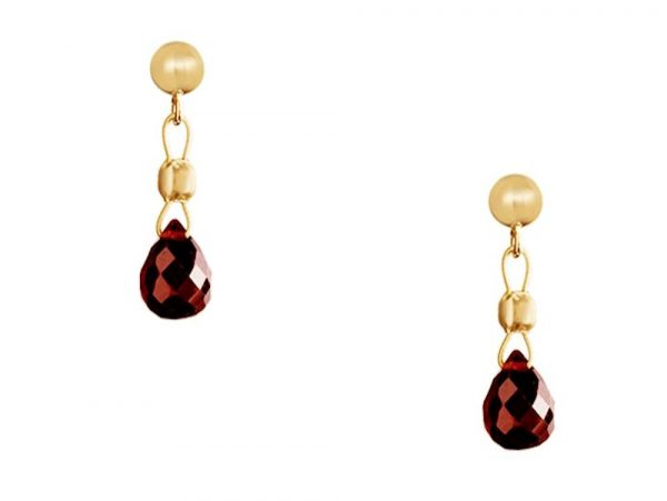 Gemshine - Damen - Ohrringe  - Vergoldet - Granat - Facettiert - Tropfen - Rot - Dukelrot - 1,5 cm – Bild 4