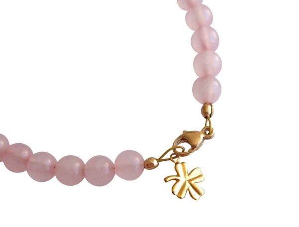 Gemshine Rosenquarz Armband hochwertig vergoldet - Handgemacht in München / Deutschland. Im eleganten Geschenketui geliefert. – Bild 5