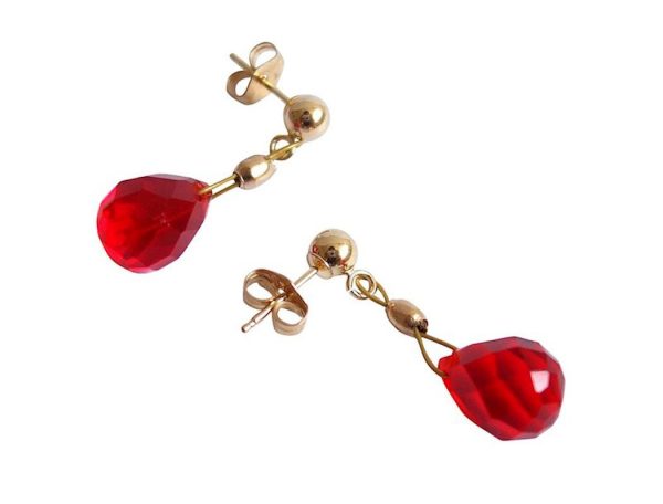 Gemshine - Damen - Ohrringe  - Vergoldet - Jade - Tropfen - Rot - 1,5 cm – Bild 3