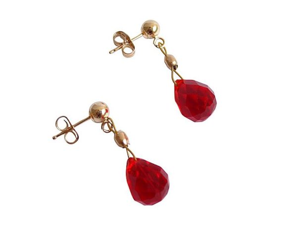 Gemshine - Damen - Ohrringe  - Vergoldet - Jade - Tropfen - Rot - 1,5 cm – Bild 4