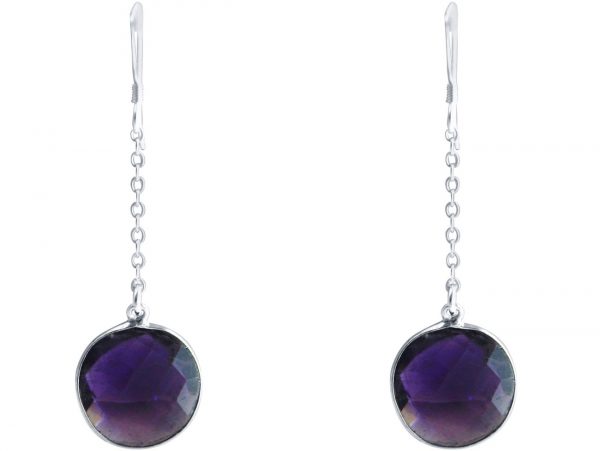 GEMSHINE Damenohrringe aus 925 Silber. 4,5 cm Yoga Ohrhänger mit Amethysten hervorragender Qualität und Farbe. Made in Madrid / Spanien. Im eleganten Schmucketui mit Geschenkverpackung geliefert. – Bild 4