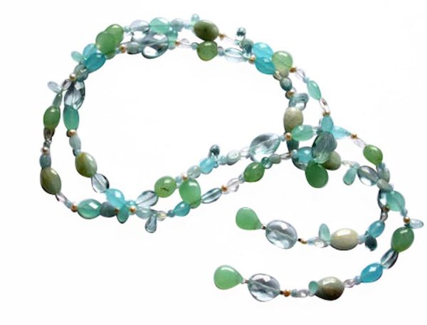 Gemshine - Damen - Halskette  - Lariat - Aquamarin - Perlen - Blau - Weiß - 120 cm – Bild 4