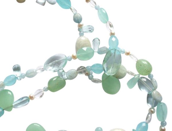 Gemshine - Damen - Halskette  - Lariat - Aquamarin - Perlen - Blau - Weiß - 120 cm – Bild 5