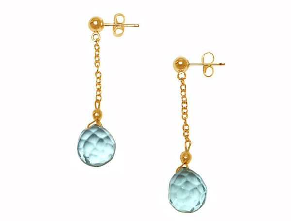 Gemshine - Damen - Ohrringe  - Vergoldet - Aquamarin Quarz - Tropfen - Facettiert - Blau - 3 cm – Bild 5