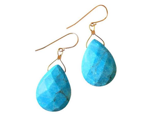 Gemshine - Damen - Ohrringe  - Vergoldet - Türkis - Tropfen - Facettiert - Blau - 2 cm – Bild 4